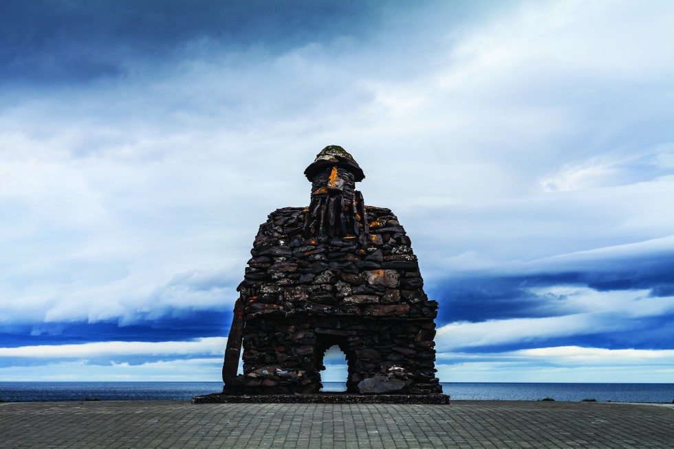 A coastal Norse-like statue on the west coast.