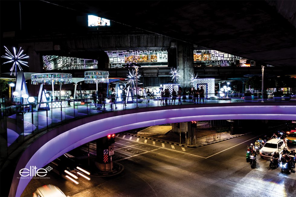 Familiar shopping centre sights from stations at Asok and National Stadium.