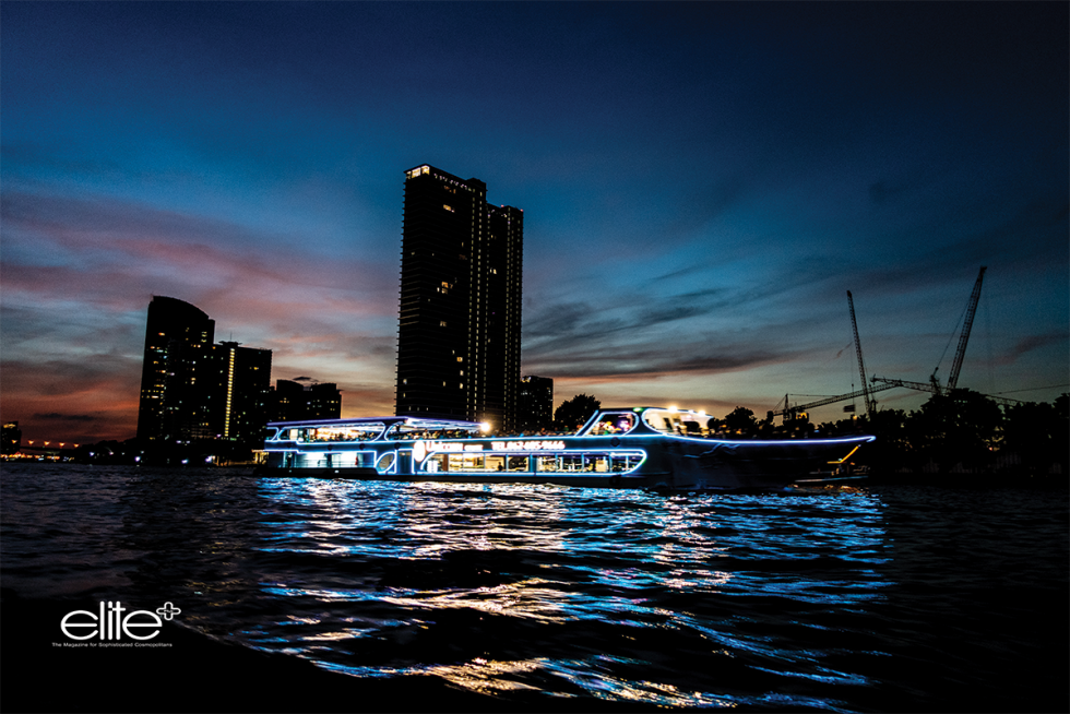 The Chao Phraya River and a Khlong Toei canal, full of colour after dark.