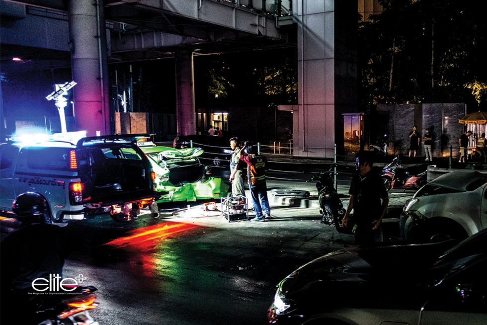 Sukhumvit Soi 11 at 3am; a late-night road accident near Thonglor.