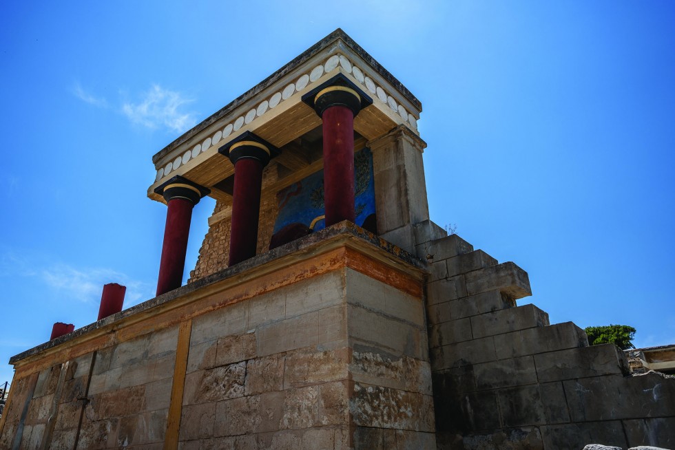 Former Knossos Palace, and some of the ancient Minoan ruins that are strewn beneath the modern city